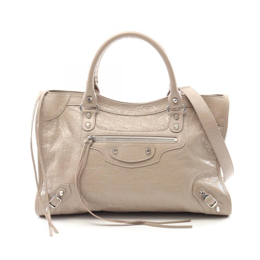 Balenciaga Le City handbag beige textured lambskin leather Pink